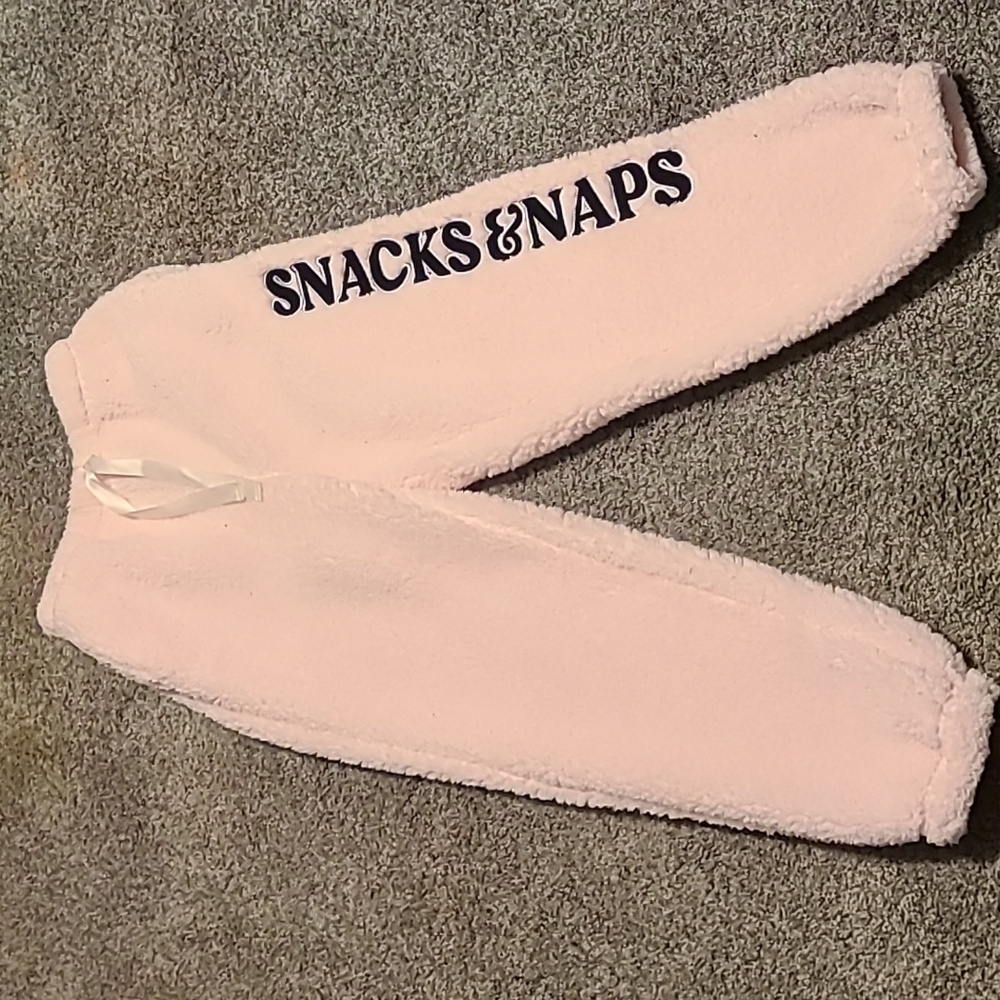 Baby Pink Fleece Snacks & naps Joggers
